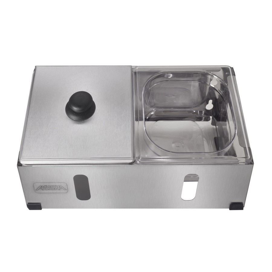 Condimentadora Pizzarola Inox 2 Cubas Acrílico Tampa Individual - Aisa